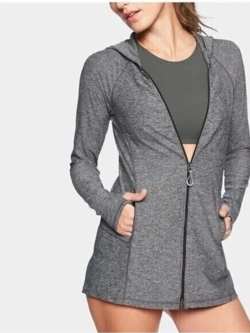Athleta Vitamin Sea Gray Full Zip Hoodie